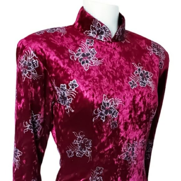 Vintage Velvety Crimson Maxi Dress - Picture 2 of 5